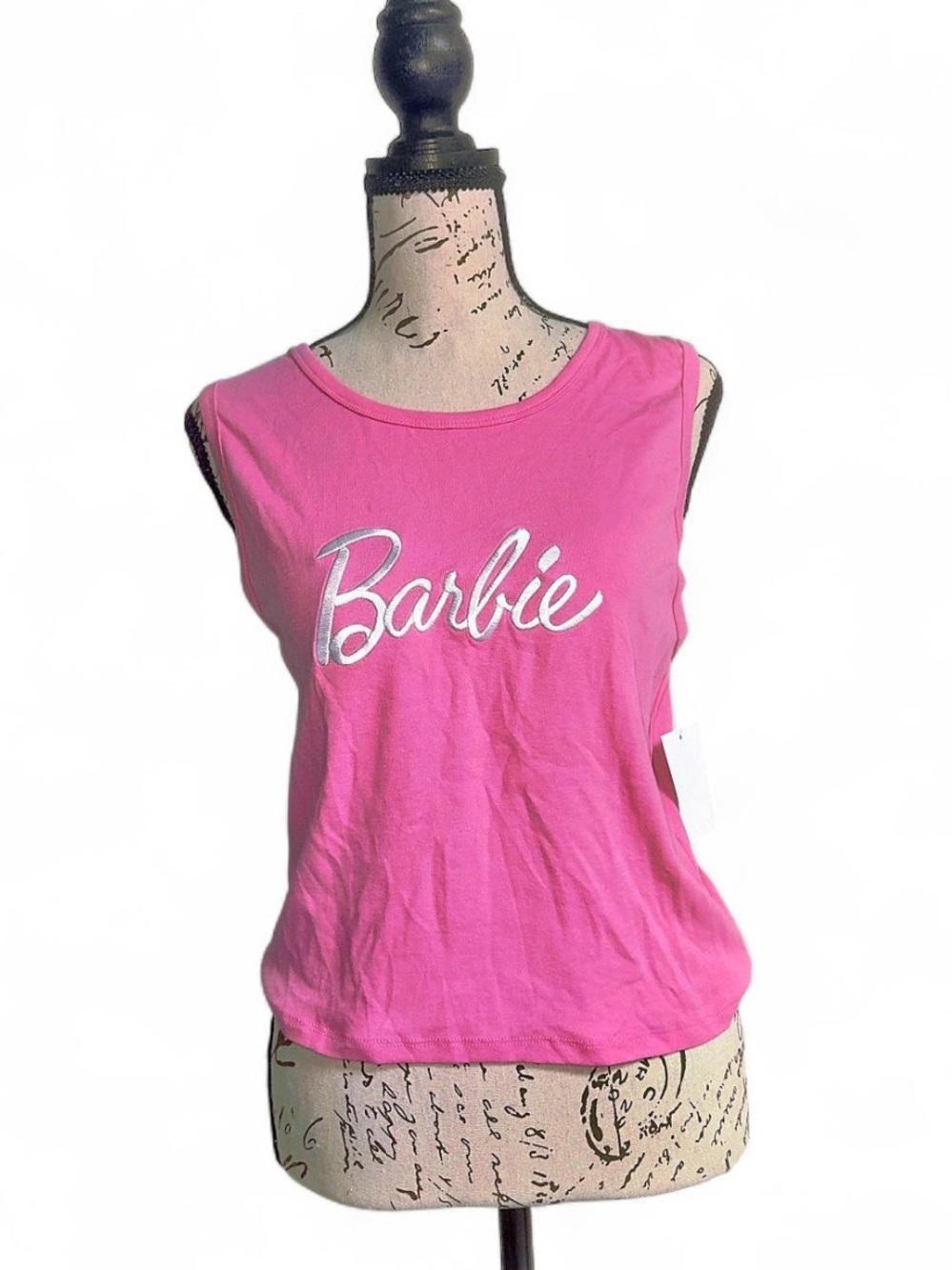 New with tags Juniors' Barbie® Classic Embroidered Logo Graphic Tank Top XL - Picture 3 of 7